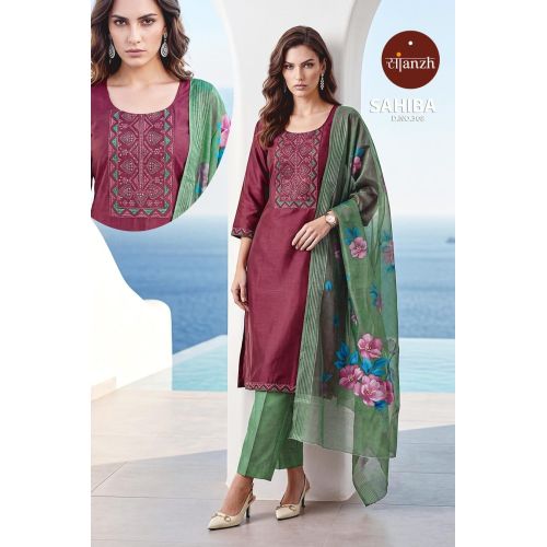Festive Roman Silk Kurti Set