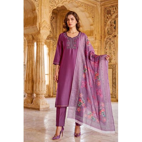 Roman Silk Ethnic Kurti Pant Set