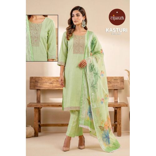 Women Kasturi Silk Vertican Kurti Set