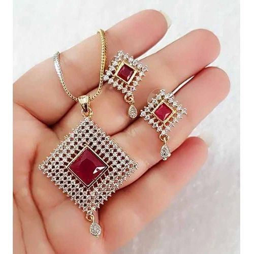 American Diamond Pendant Set
