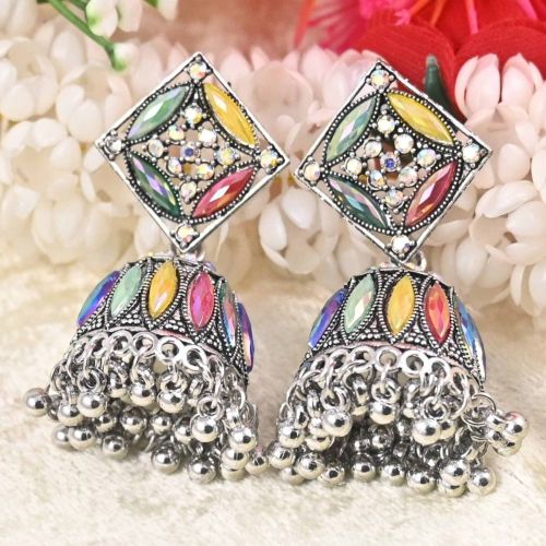 Oxidised Silver Jhumka Earring