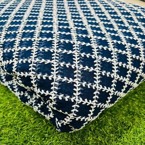 38 Inch Georgette Check Over Embroidery Fabric