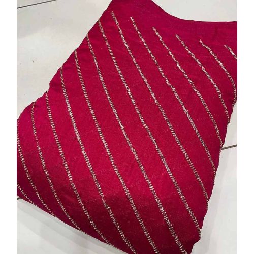 39 Inch Vichitra Shimmer Embroidery Fabric