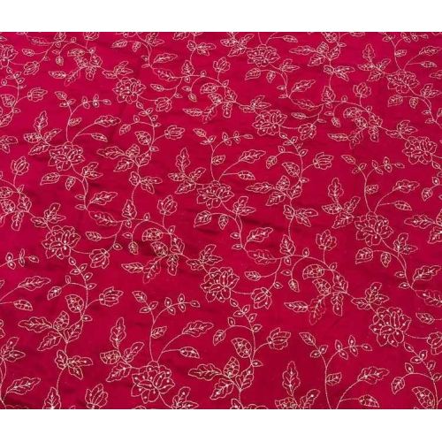 40 Inch Vichitra Shimmer Zari Embroidered Fabric