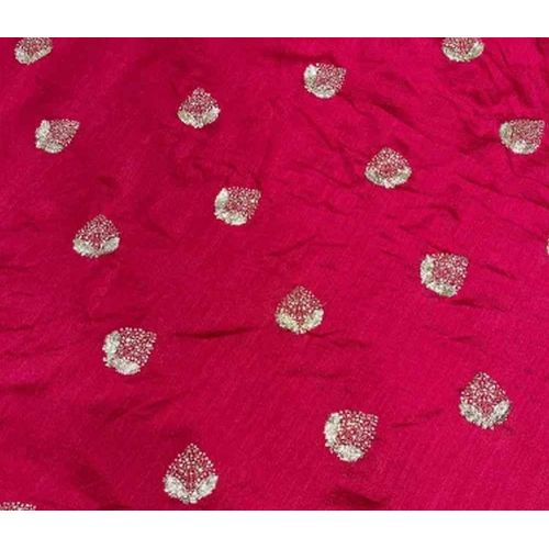 42 Inch Vichitra Shimmer Paan Butta Embroidered Fabric