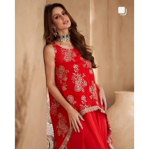 42 Inch Vichitra Shimmer Zari Butta Embroidered Fabric