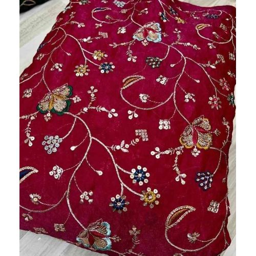 44 Inch Fendi Space Silk Allover Zaal Embroidery Fabric