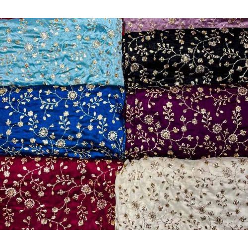 44 Inch Multicolor Fendi Space Silk Stone Work Fabric