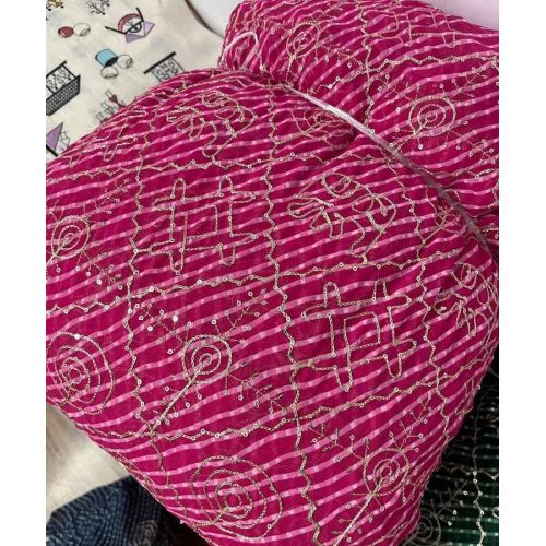 55 Inch Georgette Bandhani Print Embroidery Fabric
