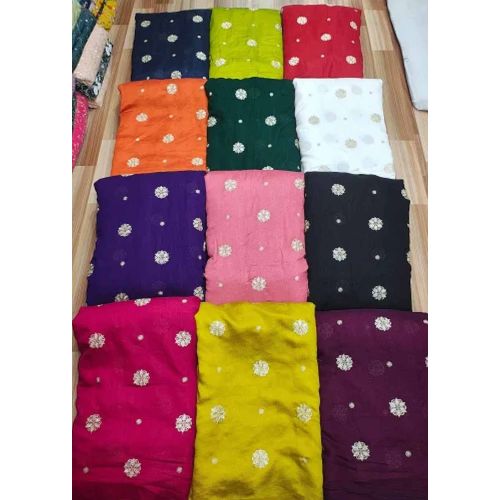 58 Inch Vichitra Shimmer Allover Butta Design Fabric