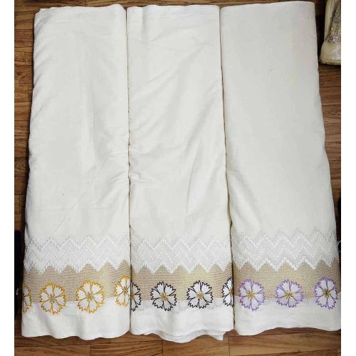 Cora Cotton Daman Sequins Thread Embroidery Fabric