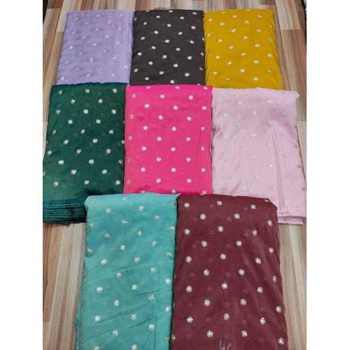 Cosmos Allover Zaal Embroidery Fabric