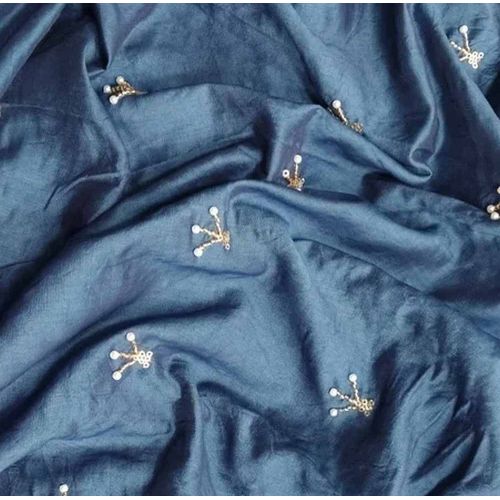 Fancy Pearl Mul Chanderi Thread Work Fabric