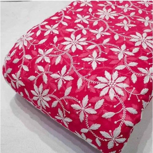 Flower Thread Embroidered Fabric