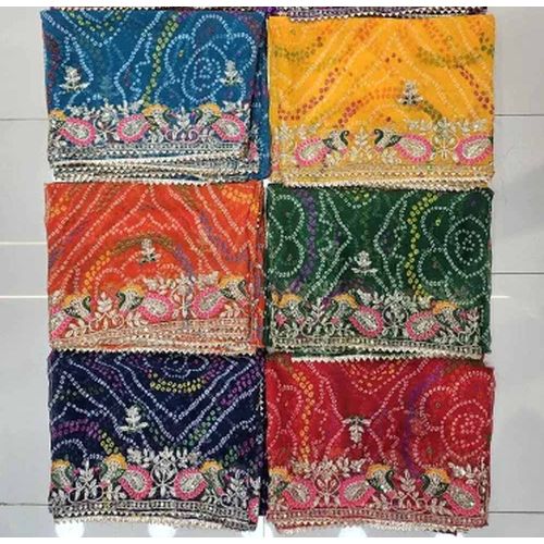 Georgette Bandhani Vintage Peacock Dupatta