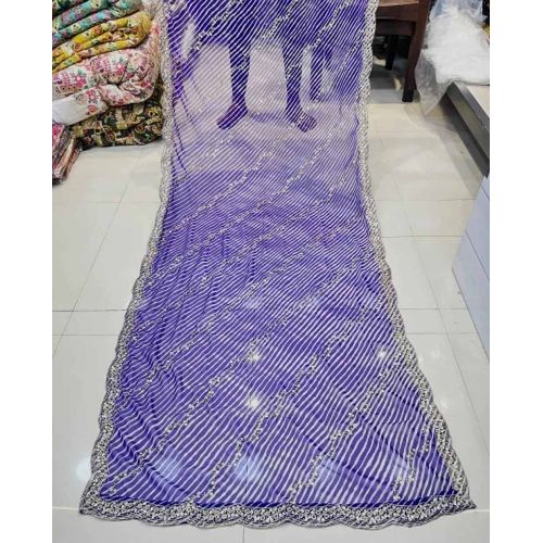 Georgette Leheriya Print Four Side Cutwork Dupatta