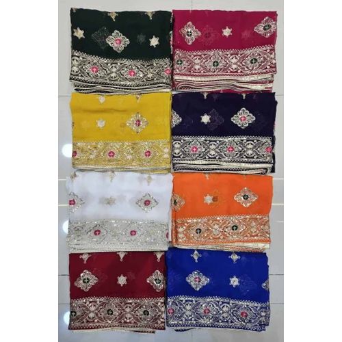 Georgette Vintage Multi Thread Sequins Dupatta