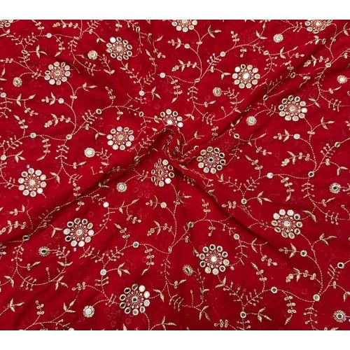 Mirror Sequins Zaal Embroidered Georgette Fabric