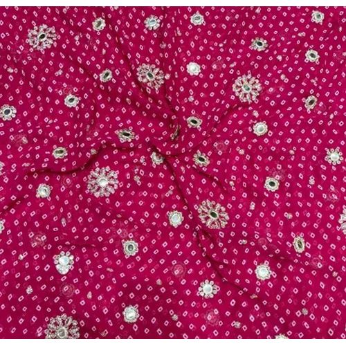 Mirror Work Bandhani Printed Georgette Fabric