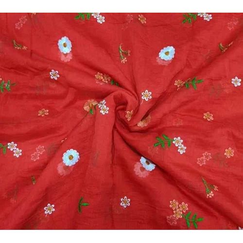 Mul Chanderi Allover Multi Thread Butta Embroidery Fabric
