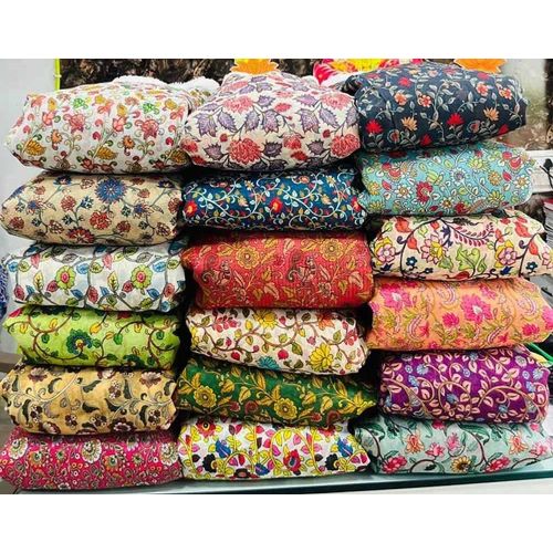Mul Chanderi Kalamkari Printed Fabric