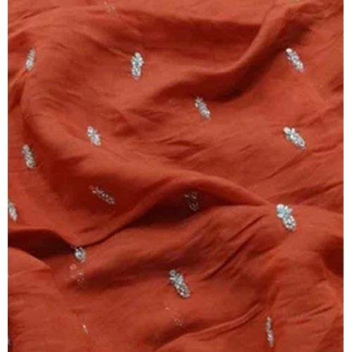 Mul Chanderi Original Beats Cutdana Butti Embroidery Fabric