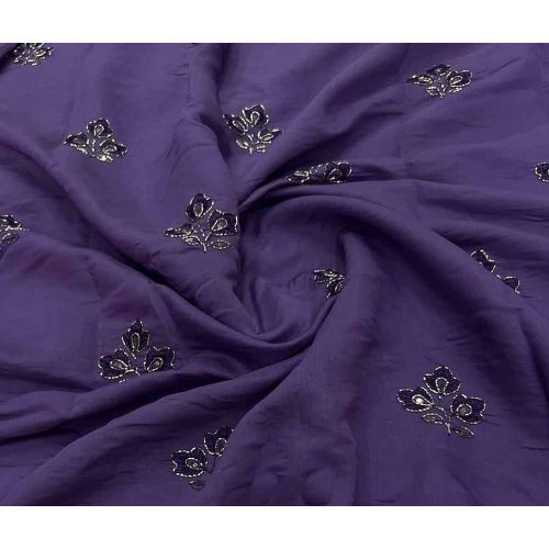 Mul Chanderi Tone To Tone Thread Butta Embroidery Fabric