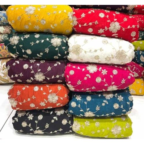 Rangoli Crush Allover Semi Beats Zaal Embroidery Fabric