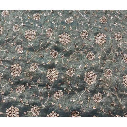 Salsa Crush Beads Cutdana Zaal Embroidered Fabric