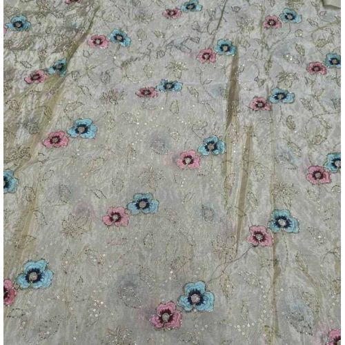 Tissue Shimmer Allover Multi Thread Zaal Embroidery Fabric