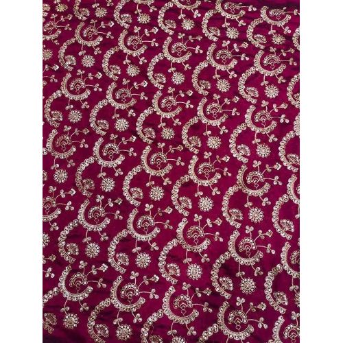 Vichitra Allover Heavy Zari Sequins Zaal Embroidery Fabric