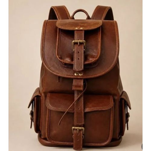 Buckle Leather Backpack