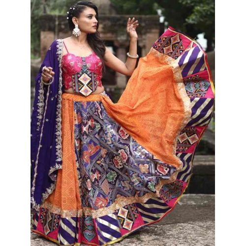 Ladies Multicolor Sequin Embroidery Work Lehenga Choli with Hand Work Dupatta
