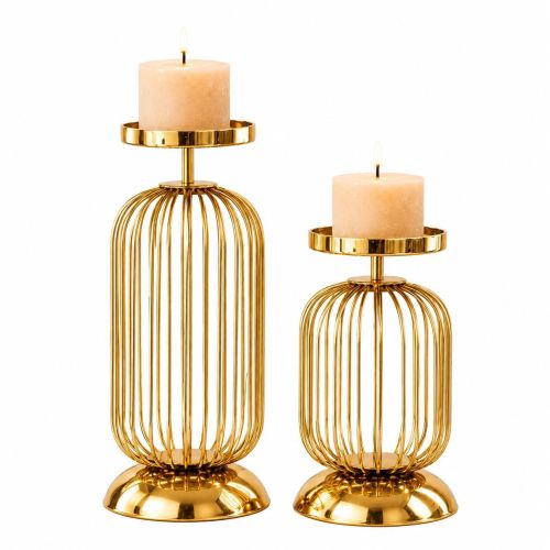 Luxury Gold Wire Candle Holder Set