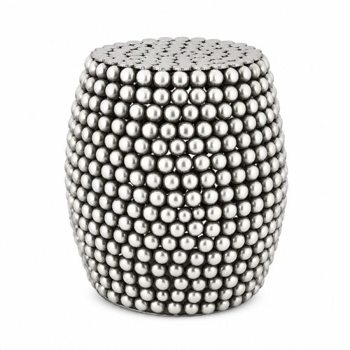 Silver Beaded Metal Side Table