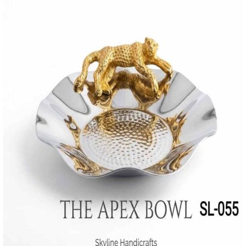 Aluminium Serving Bowl with Golden Leopard