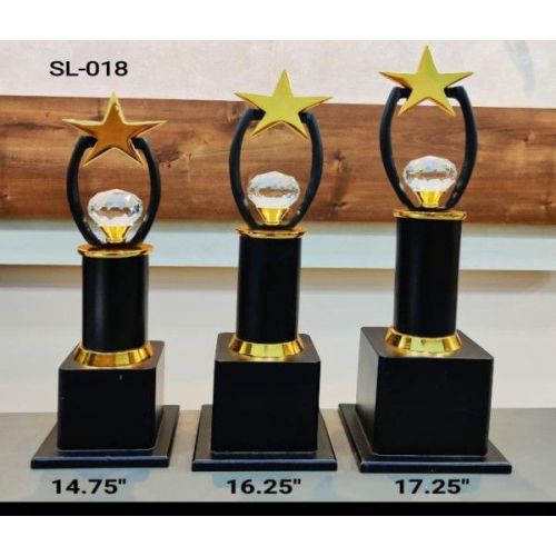 Black and Golden Metal Diamond Star Trophy