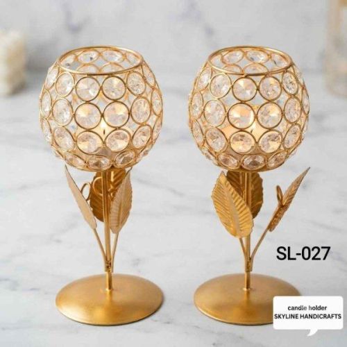 Golden Crystal T-Light Candle Holder