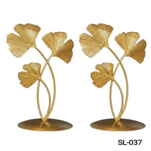 Golden Metal Ginkgo Leaf Showpiece