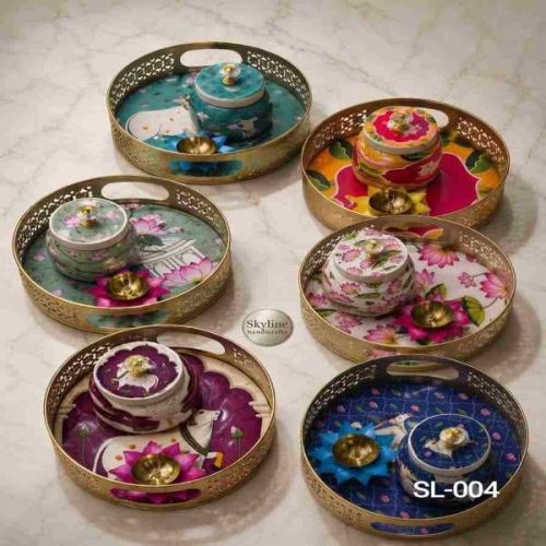 Iron Pooja Thali Set with Jar Lotus Diya