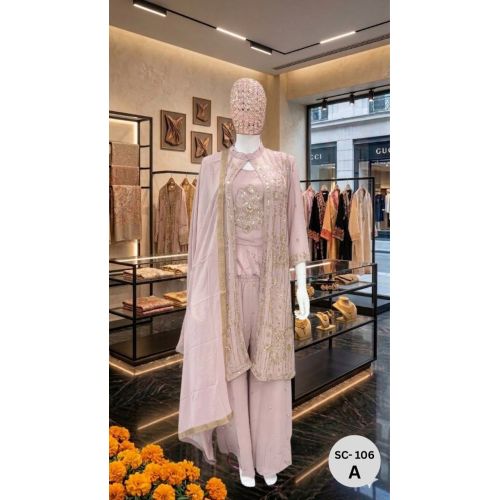 Ladies Designer Embroidered Palazzo Suit Set