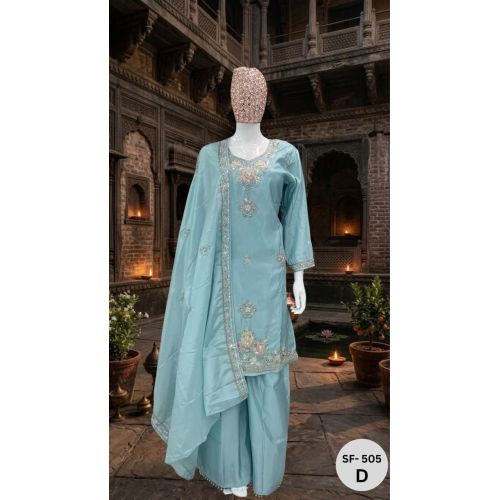 Ladies Designer Embroidered Party Wear Palazzo Suit