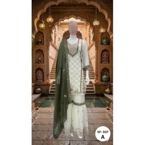 Ladies Designer Embroidered Sharara Suit Set