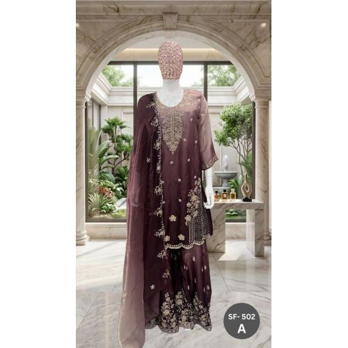 Ladies Embroidered Organza Suit Set