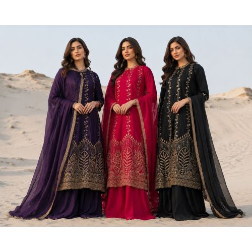 Ladies Heavy Embroidered Designer Palazzo Suit Set