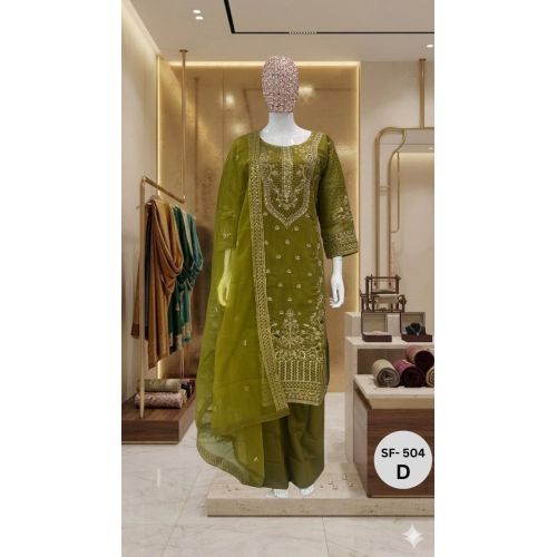 Ladies Olive Royale Ethnic Palazzo Set