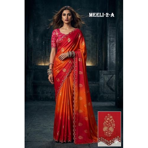 Ladies Rani Pink Striped Banarasi Silk Saree