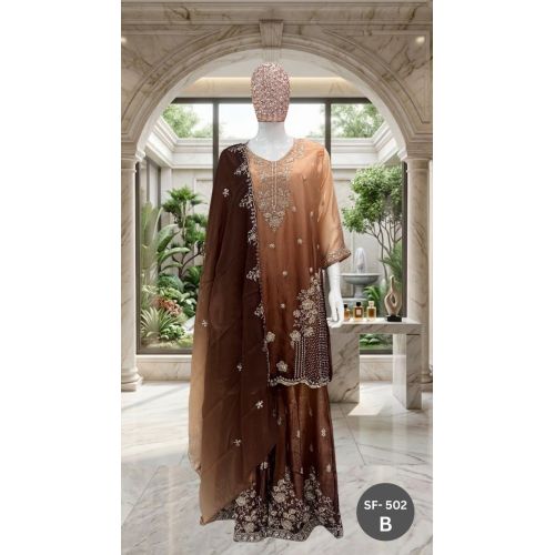 Ladies Stylish Wedding Wear Embroidered Sharara Suit Set