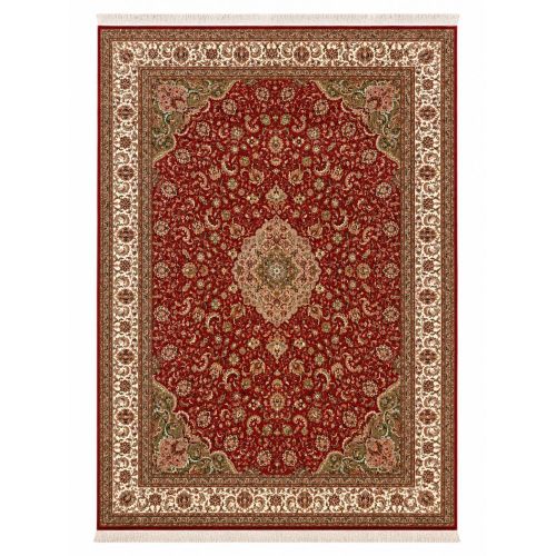 Kashan Red Silk on Silk Weaving Kashmiri Carpet
