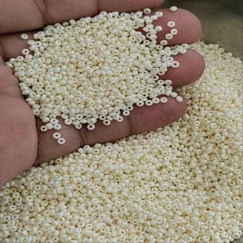 Milky Cream Round Glass Beads